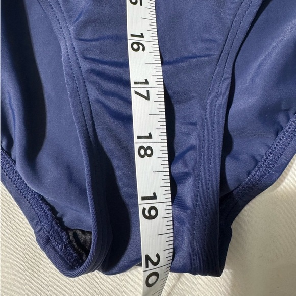 Tommy Hilfiger One Piece Bathing Suit Navy Blue with Yellow Stripe Size 8 - Picture 8 of 12